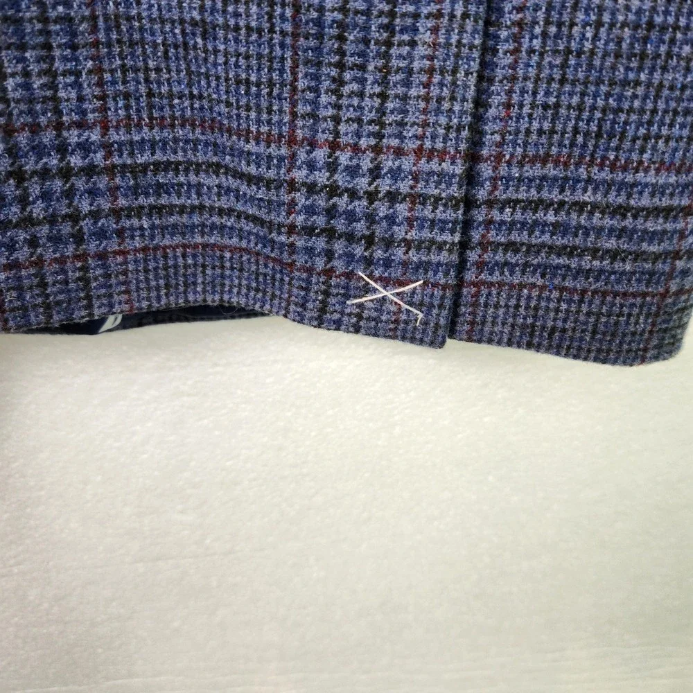 Nautica Mens Blue Glen Plaid Modern Fit Sport‎ Coat Blazer 44R Two Button Logo